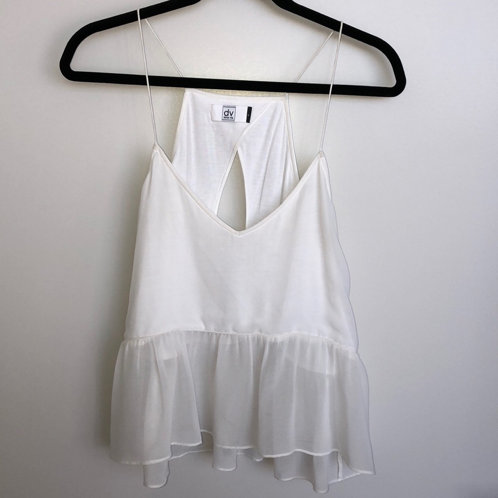 Dolce Vita Peplum Sheer Bottom Tank with Sexy Open Back